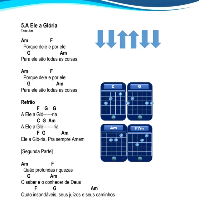 Página com setas de batida e acordes